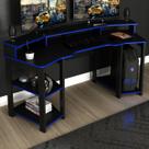 Mesa Gamer para 2 Monitores 3 Prateleiras Preto/Azul Me4167 - Tecno Mobili Mesa Gamer para 2 Monitores 3 Prateleiras Preto/Azul Me4167 - Tecno Mobili