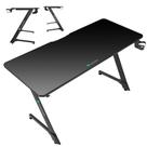 Mesa Gamer Preto Para Jogador Profissional Tela Gabinete Console Notebook Estrutura em Aço Com Suporte de Copo e Fone de Ouvido