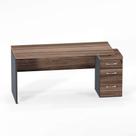 Mesa Gerência Com Pé Gaveteiro 03 Gavetas PE 40 Pandin 1,64 x 0,70 M Walnut e Grafito