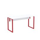 Mesa Gerência Tubular P25 Pandin 1,35 M Branco e Vermelho Mesa Gerência Tubular P25 Pandin 1,35 M Branco e Vermelho