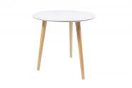 MESA GIEDO BRANCO EM CIMENTO E PES DE MADEIRA 52cm