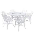 Mesa Giratória De Jardim Com Cadeiras De Alumínio Fundido Viena Branco