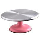 Mesa giratória para decoração de bolos Fdit Silent Bearing 25 cm rosa