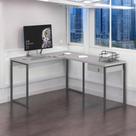 Mesa Home Office Escrivaninha L Shine Cinza com Gaveteiro
