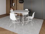 Mesa Industrial Base Ferro Branco em V Tampo 110cm Branco 4 Cadeiras Brancas Ferro Branco Mesa Industrial Base Ferro Branco em V Tampo 110cm Branco 4 Cadeiras Brancas Ferro Branco