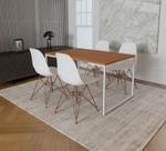Mesa Industrial Base Ferro Branco Tampo 137x90 Canela 4 Cadeiras Eames Ferro Cobre Assento Branco