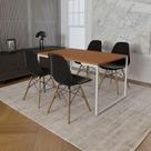 Mesa Industrial Base Ferro Branco Tampo 137X90 Canela 4 Cadeiras Madeira Assento Preto Marrom Mesa Industrial Base Ferro Branco Tampo 137X90 Canela 4 Cadeiras Madeira Assento Preto Marrom