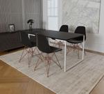 Mesa Industrial Base Ferro Branco Tampo 137x90 Preto 4 Cadeiras Eames Ferro Cobre Assento Preto Mesa Industrial Base Ferro Branco Tampo 137x90 Preto 4 Cadeiras Eames Ferro Cobre Assento Preto