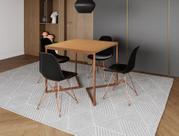 Mesa Industrial Base Ferro Cobre em V Tampo 90x90 Canela 4 Cadeiras Eames Ferro Assento Preto