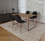 Mesa Industrial Base Ferro Cobre Tampo 137x90 Amendoa 4 Cadeiras Eames Ferro Cobre Assento Preto