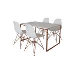 Mesa Industrial Base Ferro Cobre Tampo 137x90 Branco 4 Cadeiras Eames Ferro Cobre Assento Branco