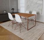 Mesa Industrial Base Ferro Cobre Tampo 137x90 Canela 4 Cadeiras Eames Ferro Cobre Assento Branco Mesa Industrial Base Ferro Cobre Tampo 137x90 Canela 4 Cadeiras Eames Ferro Cobre Assento Branco