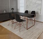 Mesa Industrial Base Ferro Cobre Tampo 137x90 Preto 4 Cadeiras Eames Ferro Cobre Assento Preto