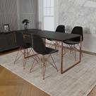 Mesa Industrial Base Ferro Cobre Tampo 137x90 Preto 4 Cadeiras Ferro Cobre Assento Preto