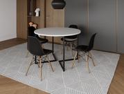 Mesa Industrial Base Ferro Preto em V Tampo 110cm Branco 4 Cadeiras Eames Madeira Assento Preto Mesa Industrial Base Ferro Preto em V Tampo 110cm Branco 4 Cadeiras Eames Madeira Assento Preto
