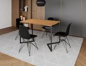 Mesa Industrial Base Ferro Preto em V Tampo 137x90 Canela 4 Cadeiras Eames Assento Preto Ferro Preto Mesa Industrial Base Ferro Preto em V Tampo 137x90 Canela 4 Cadeiras Eames Assento Preto Ferro Preto