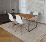 Mesa Industrial Base Ferro Preto Tampo 137x90 Canela 4 Cadeiras Eames Ferro Cobre Assento Branco