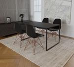 Mesa Industrial Base Ferro Preto Tampo 137x90 Preto 4 Cadeiras Eames Ferro Cobre Assento Preto
