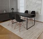 Mesa Industrial Base Ferro Preto Tampo 137x90 Preto 4 Cadeiras Eames Ferro Cobre Assento Preto Mesa Industrial Base Ferro Preto Tampo 137x90 Preto 4 Cadeiras Eames Ferro Cobre Assento Preto