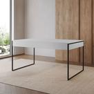 Mesa Industrial Caixote Filadélfia Tampo 120x75 Branco Base Ferro Preto