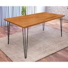 Mesa Industrial de Jantar Lanna 1,60m Hairpin Madeira Maciça Vintage Retrô Reforçada Alta Imbuia