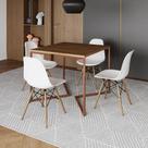 Mesa Industrial Jantar Quadrada Amêndoa 90X90Cm Base Cobre V Com 4 Cadeiras Brancas Mad Amendoa Mesa Industrial Jantar Quadrada Amêndoa 90X90Cm Base Cobre V Com 4 Cadeiras Brancas Mad Amendoa