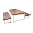Mesa Industrial para Jardim Infantil Bernardo 120x70cm com 2 Bancos Industriais Base Branca