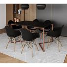 Mesa Industrial Retangular Jantar 137X90Cm Preta Base Cobre V Com 6 Poltronas Pretas Ma Cor: Preto