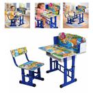Mesa infantil ajustavel mesinha com cadeira de estudo desmontavel kit bancada didatica crianças azul meninos