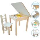 Mesa Infantil Bau De Madeira Com 1 Cadeiras sem pintura
