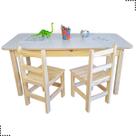 Mesa Infantil De Madeira Retangular 120x60 Com 2 Cadeiras Escolar Mesinha Atividades Criança Brincar Educativa Reforçada Didática Menino Menina