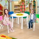 Mesa Infantil DiverKids Redonda com Porta Objetos e 4 Cadeiras Coloridas Estudo Creche