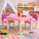 Mesa Infantil Educativa com 2 cadeiras Rosa e Branco