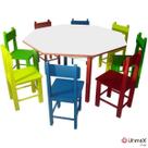 Mesa Infantil Oitavada com 8 Cadeiras em Madeira 5018 Carlu Mesa Infantil Oitavada com 8 Cadeiras em Madeira 5018 Carlu