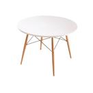 Mesa Infantil Redonda Flórida Eiffel Eames Fratini 60 cm largura Base Madeira Tampo MDF Branco Fosco