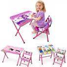 Mesa Infantil Rosa Com Cadeira Dobravel Kit Mesinha Educativa Didatica Em Metal Estudos Lanche Crianca Meninas