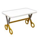 Mesa Infantil Tesoura Amarelo Tampo Branco Retangular Base Temática para Estudos e Desenhos Mobília Decor