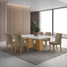 Mesa Inovare 180 Tp MDF Vidro/Canto Reto com 6 Cadeiras Bugatti Marrom/Grfite/Off White/Imbuia Ripado