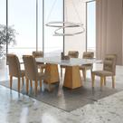 Mesa Inovare 180 Tp Mdf Vidro/canto Reto com 6 Cadeiras Valentina
