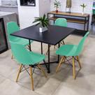 Mesa Jade 4 Lugares MDP com Cadeiras Eiffel Preto e Azul Turquesa 90CM D'Rossi Mesa Jade 4 Lugares MDP com Cadeiras Eiffel Preto e Azul Turquesa 90CM D'Rossi