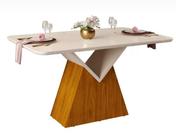 Mesa Jantar 1,36 X 0,90 Dj Argo Tampo Chanfrado Mad Com Vidro Freijo / Off White ( sem Cadeiras )