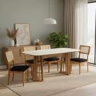 Mesa Jantar 180cm c/ 4 Cadeiras Estofadas para Sala 100% MDF