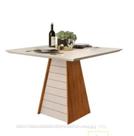 Mesa Jantar 4 Lugares 0,90 X 0,90 Tampo Chanfrada Vidro Freijo / Off White Dj Fler ( Sem Cadeiras )
