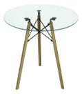 Mesa Jantar 60cm Redonda Vidro Temperado Base Tripé Eiffel Charles Eames Escrivaninha Sala Estar Cozinha Pé Eucalipto