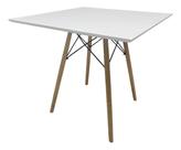 Mesa Jantar 70cm Quadrada Base Eiffel Charles Eames Escrivaninha Sala Estar Cozinha Tampo Mdf Pé Eucalipto