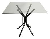 Mesa Jantar 70cm Quadrada Vidro Temperado Base Ana Metálica Escrivaninha Sala Estar Cozinha