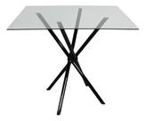 Mesa Jantar 70cm Quadrada Vidro Temperado Base Italy Metálica Escrivaninha Sala Estar Cozinha