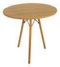 Mesa Jantar 70cm Redonda Madeirado Base Tripé Eiffel Charles Eames Escrivaninha Sala Estar Cozinha Tampo Mdf Pé Eucalipto