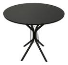 Mesa Jantar 70cm Redonda Preta Base Ana Metálica Escrivaninha Sala Estar Cozinha