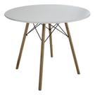 Mesa Jantar 80cm Redonda Base Eiffel Charles Eames Escrivaninha Sala Estar Cozinha Tampo Mdf Pé Eucalipto